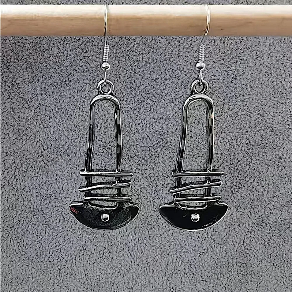 Geometric Bohemian Silver Irregular Vintage Dangle Earrings